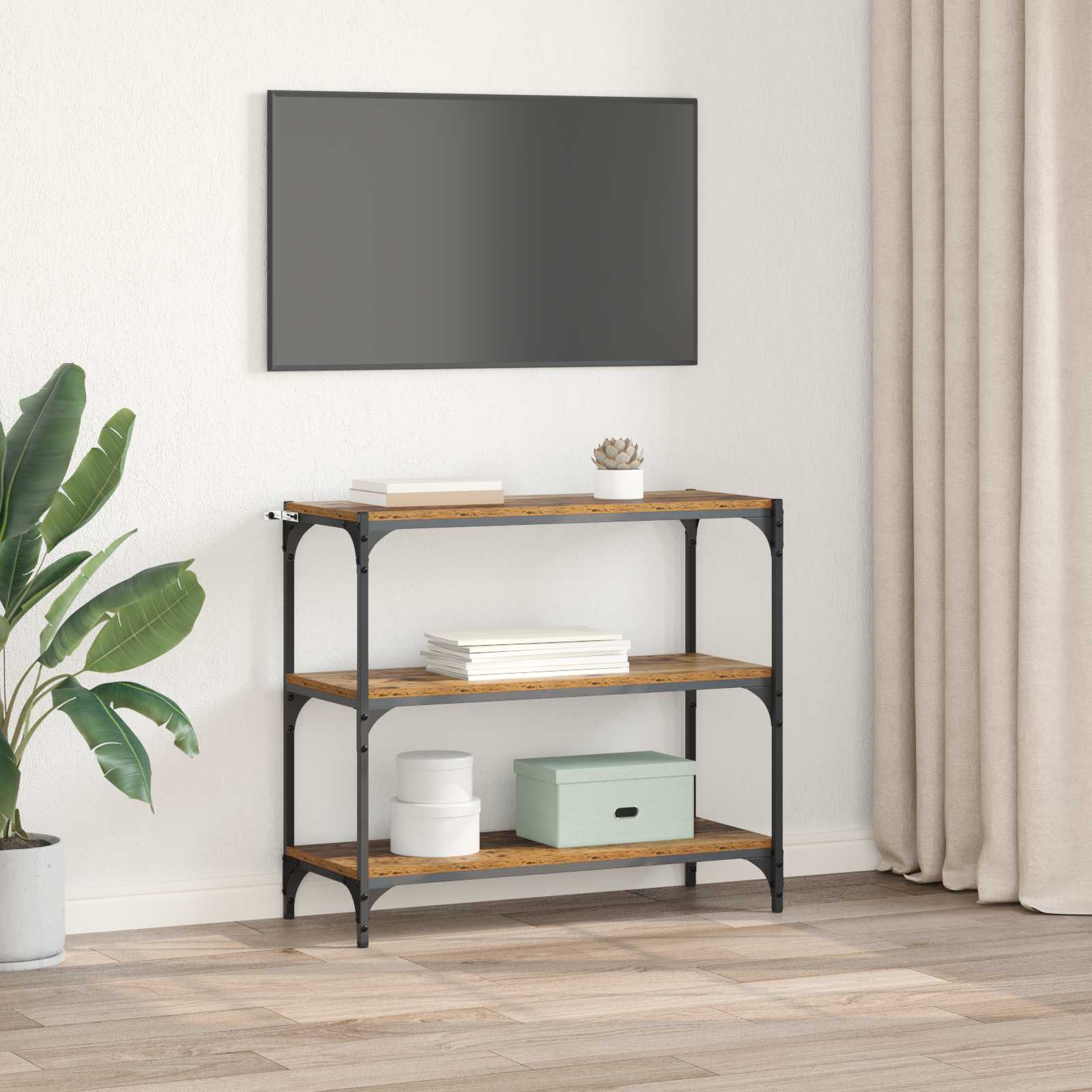 Bogskab Gammelt træ 80 x 33 x 70,5 cm Ingeniørt træ og jern