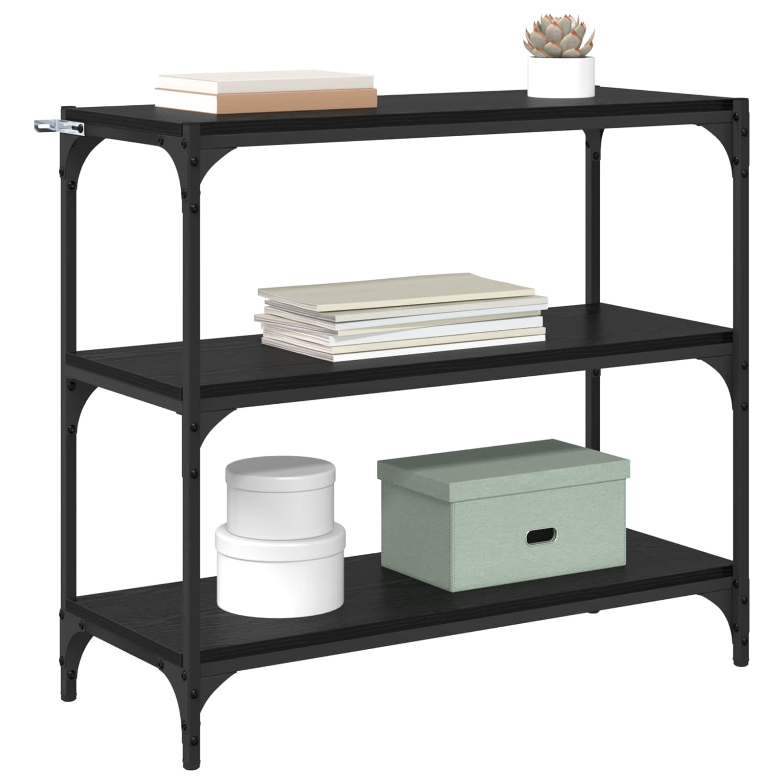 Bogskab Sort eg 80 x 33 x 70,5 cm Ingeniørt træ og jern billede