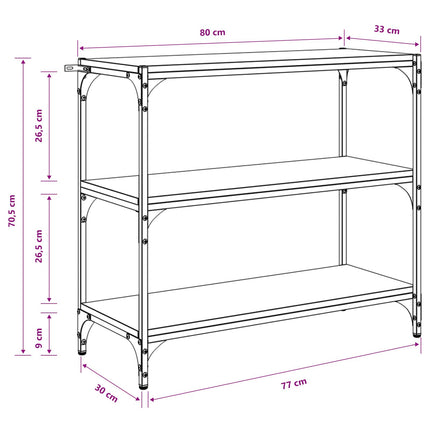 Bogskab Sort eg 80 x 33 x 70,5 cm Ingeniørt træ og jern