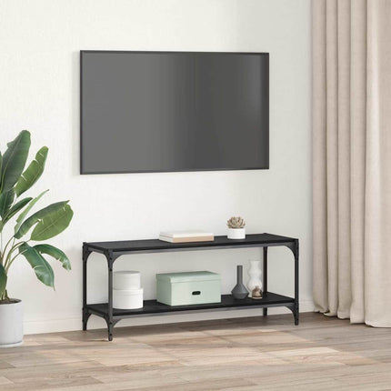 TV-skab Sort eg 100x33x41cm Ingeniørt træ og jern