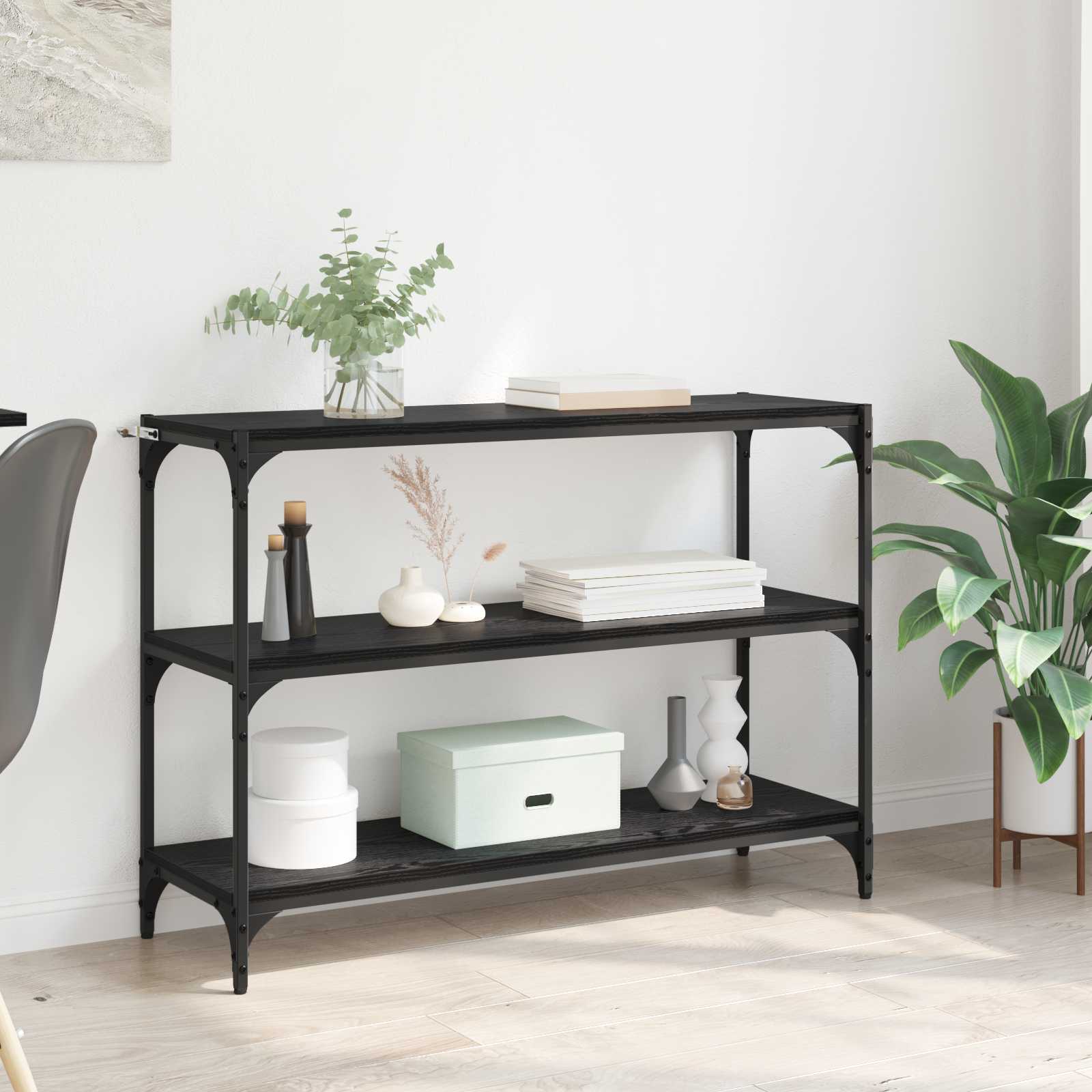 vidaXL Bogskab Sort eg 100 x 33 x 70,5 cm Ingeniørt træ og jern