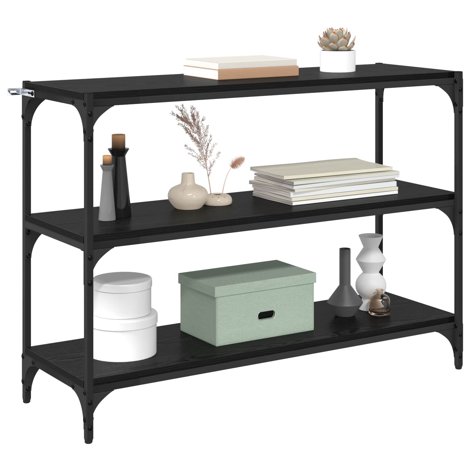 Bogskab Sort eg 100 x 33 x 70,5 cm Ingeniørt træ og jern billede