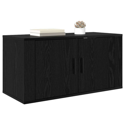 Vægmonteret TV Skab 80 x 34,5 x 40 cm Sort eg Konstrueret træ
