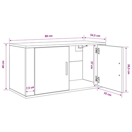 Vægmonteret TV Skab 80 x 34,5 x 40 cm Sort eg Konstrueret træ