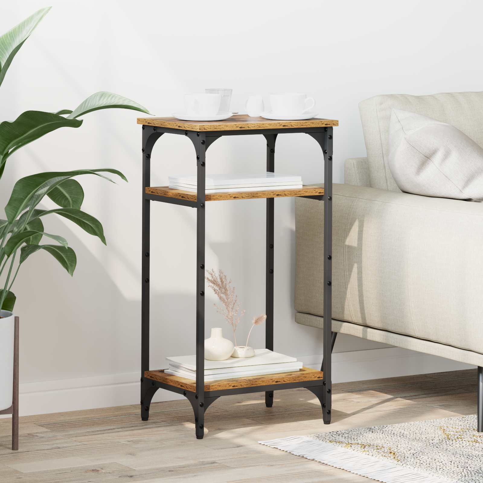 Sidebord med hylde Gammelt træ 40 x 30 x 75 cm Konstrueret træ