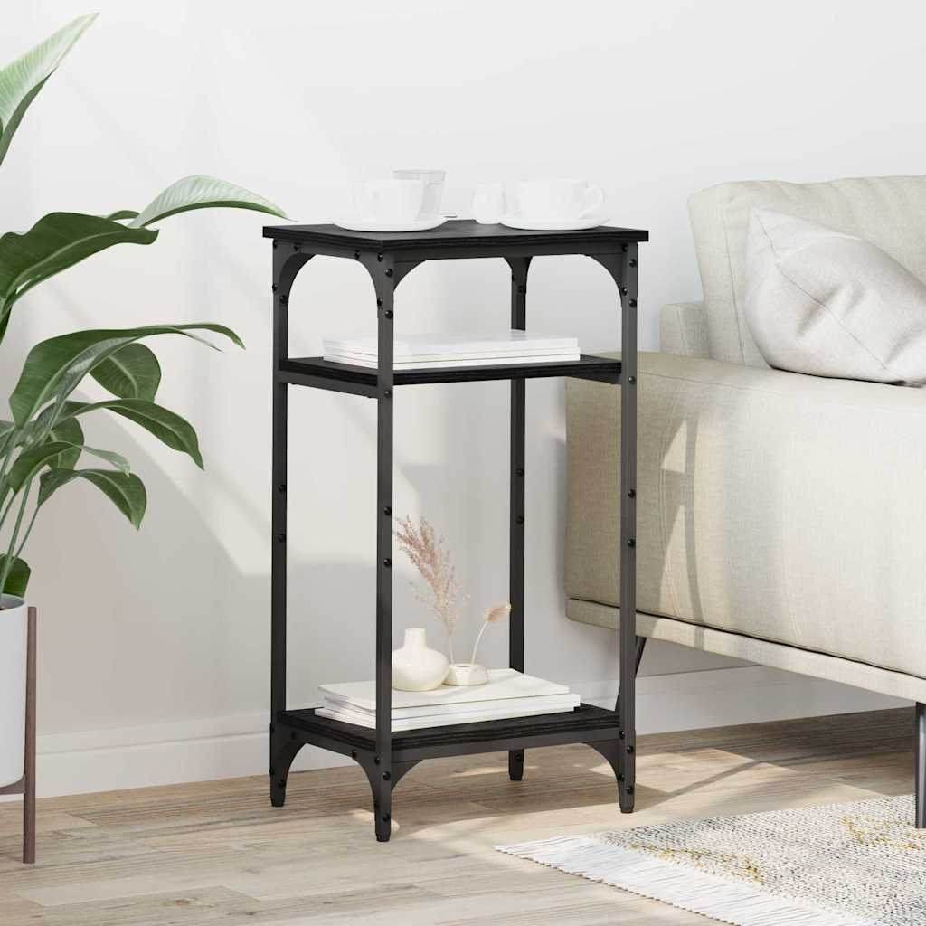 Sidebord med hylde Sort eg 40 x 30 x 75 cm Konstrueret træ