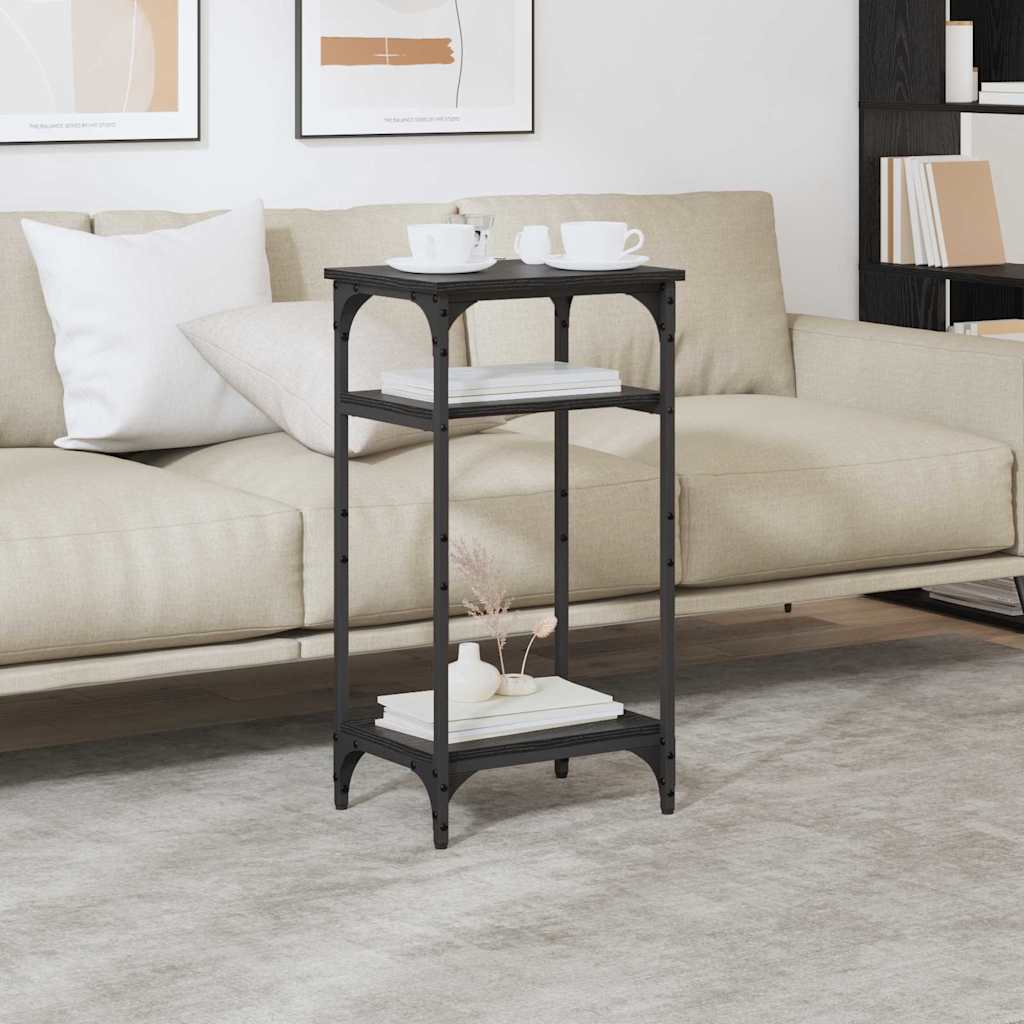 Sidebord med hylde Sort eg 40 x 30 x 75 cm Konstrueret træ