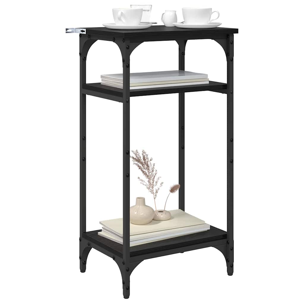 Sidebord med hylde Sort eg 40 x 30 x 75 cm Konstrueret træ