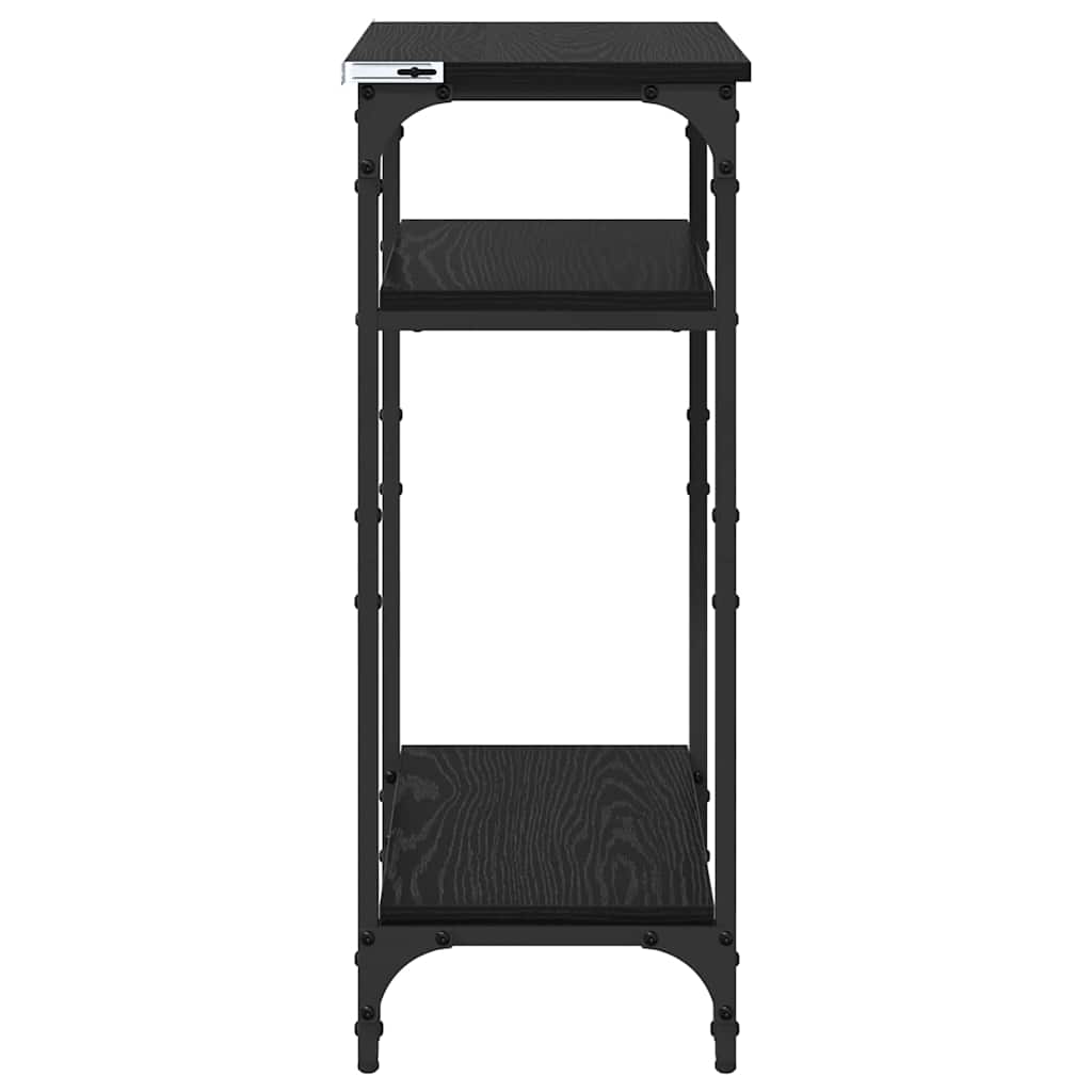 Sidebord med hylde Sort eg 40 x 30 x 75 cm Konstrueret træ