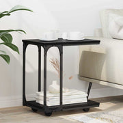 Sidebord med hylde Sort eg 50 x 35 x 55.5 cm Konstrueret træ