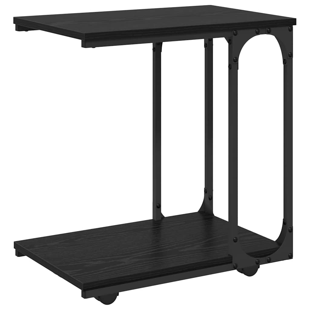 Sidebord med hylde Sort eg 50 x 35 x 55.5 cm Konstrueret træ