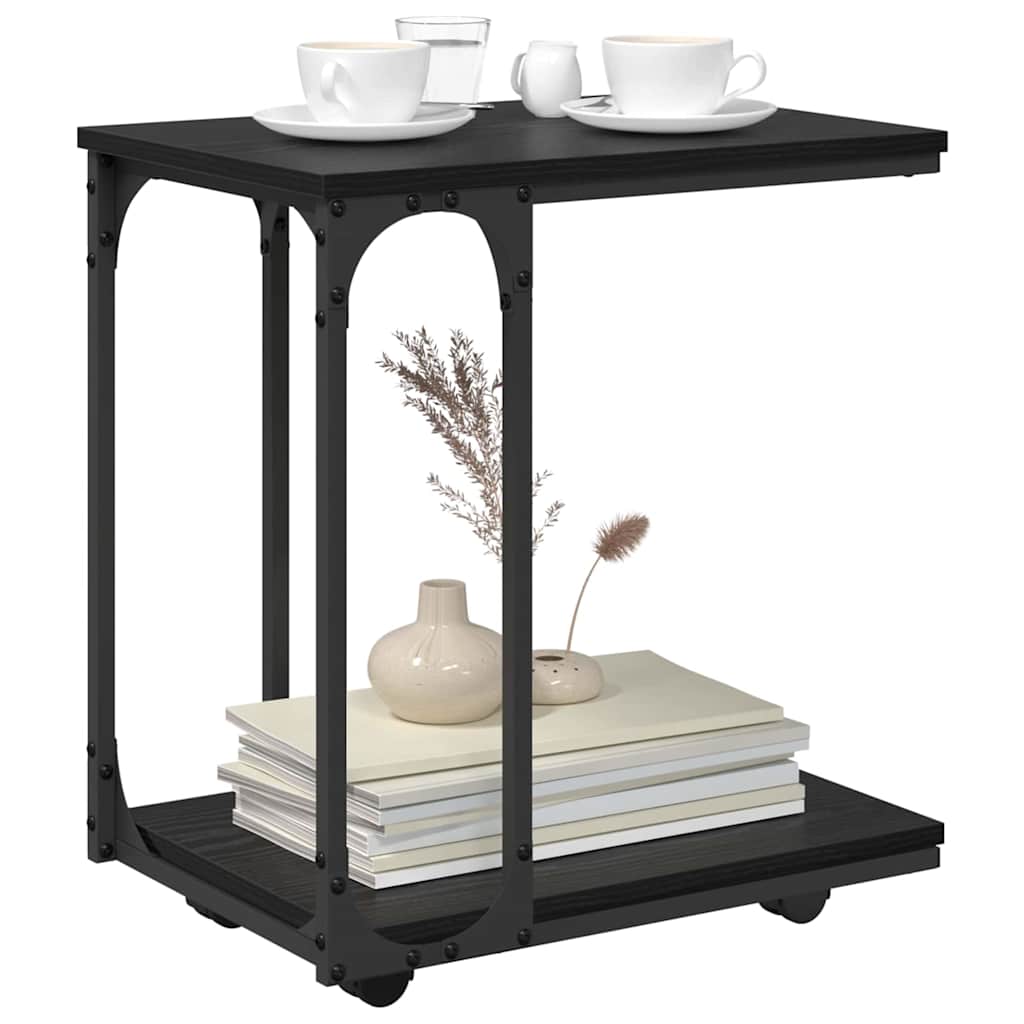 Sidebord med hylde Sort eg 50 x 35 x 55.5 cm Konstrueret træ