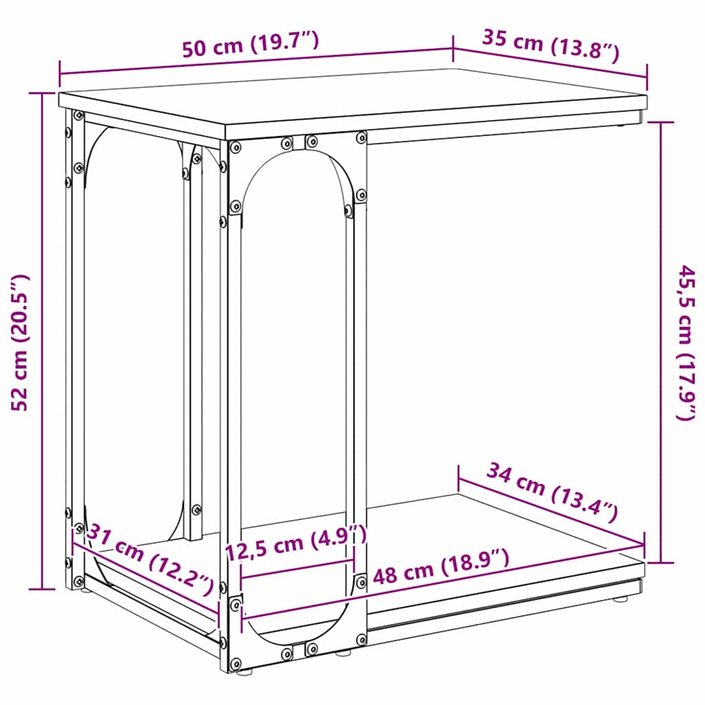 Sidebord med hylde Gammelt træ 50 x 35 x 52 cm Konstrueret træ