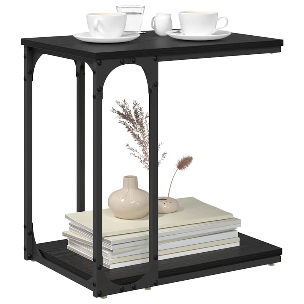 Sidebord med hylde Sort eg 50 x 35 x 52 cm Konstrueret træ