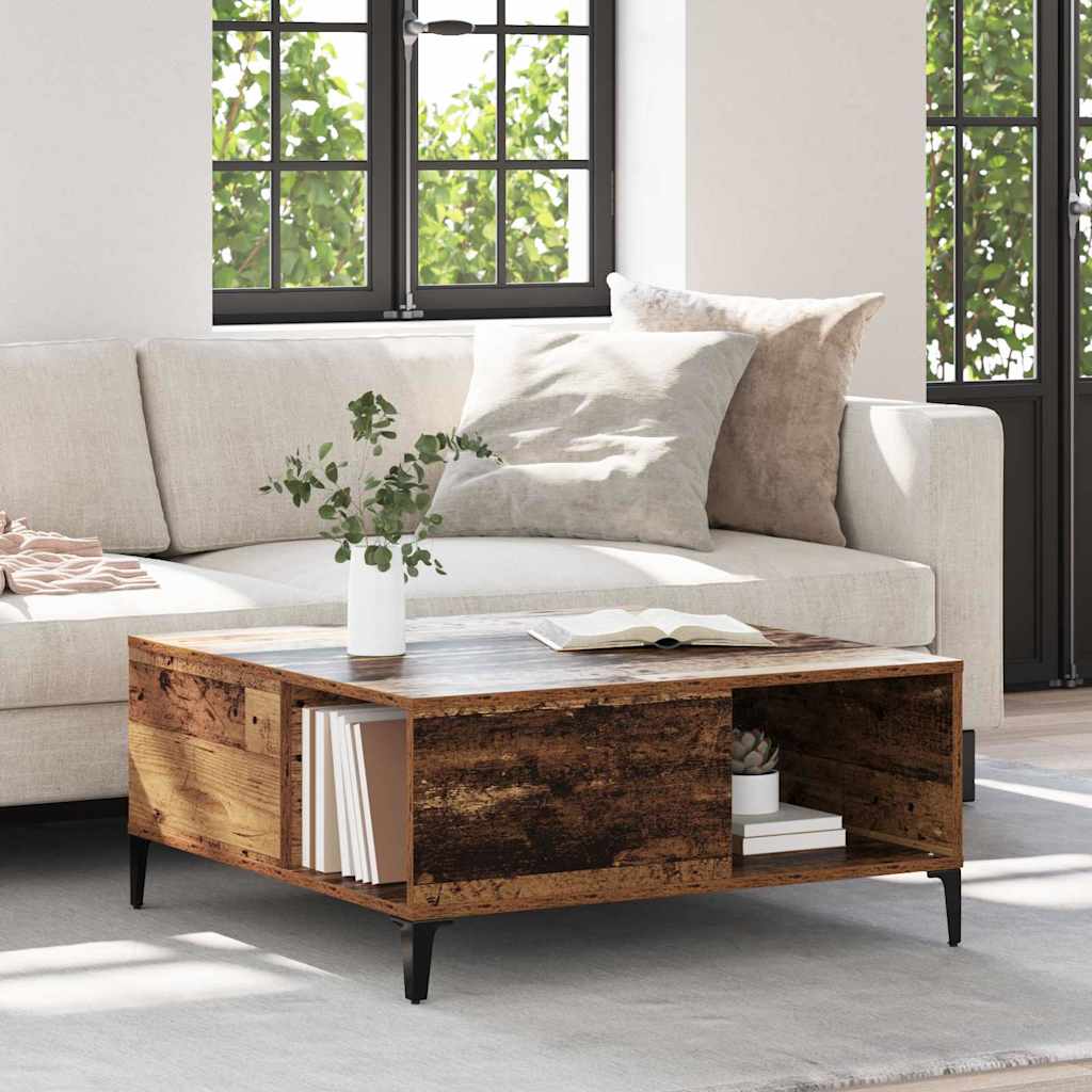 Sofabord Gammelt træ 80 x 80 x 36,5 cm Konstrueret træ