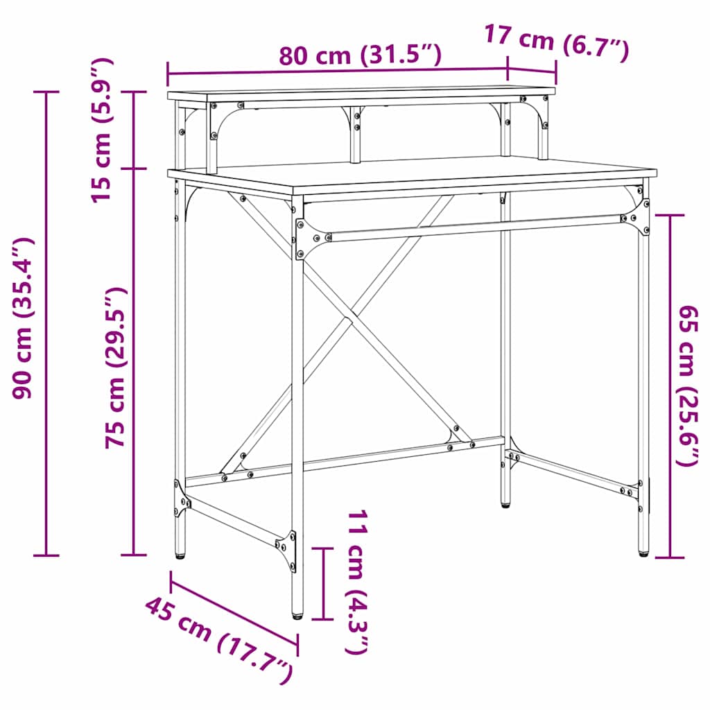 Bord Gammelt træ 80 x 50 x 90 cm Konstrueret træ