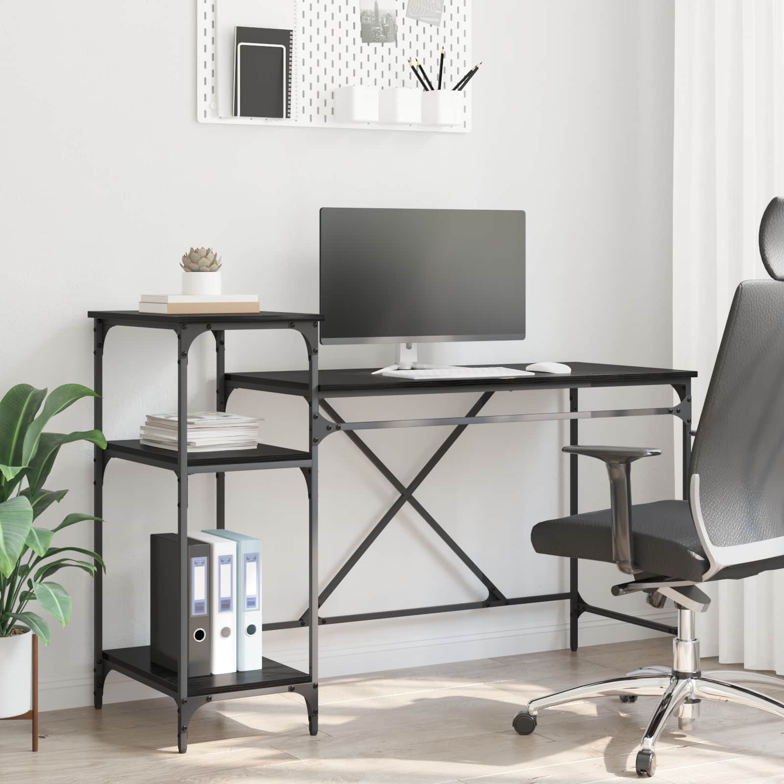 Bord Sort eg Konstrueret træ 135 x 50 x 90 cm billede