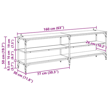 TV-skab 160 x 30 x 50 cm Sort eg Ingeniørt træ og jern