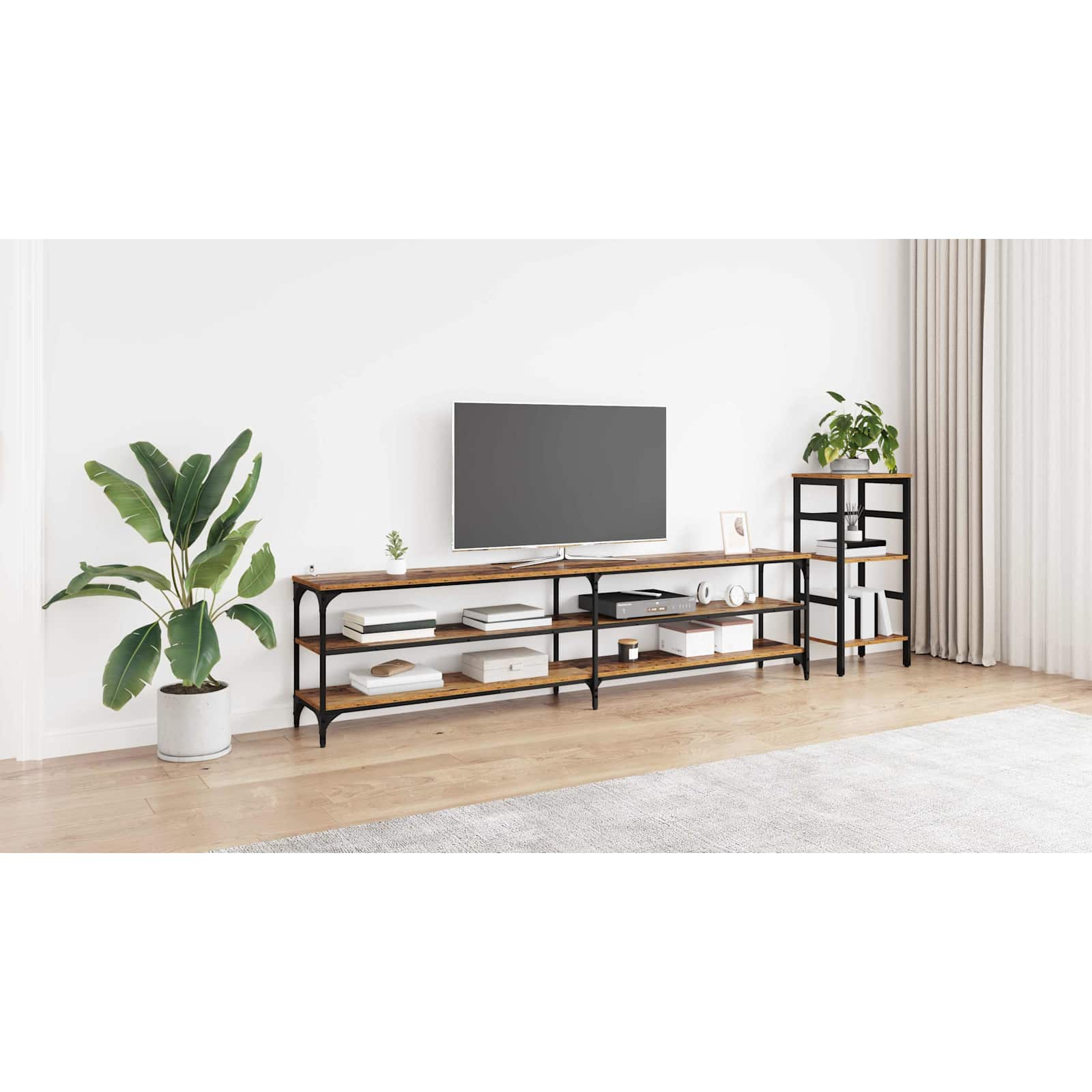 TV-skab Gammelt træ 200 x 30 x 50 cm Ingeniørt træ og jern