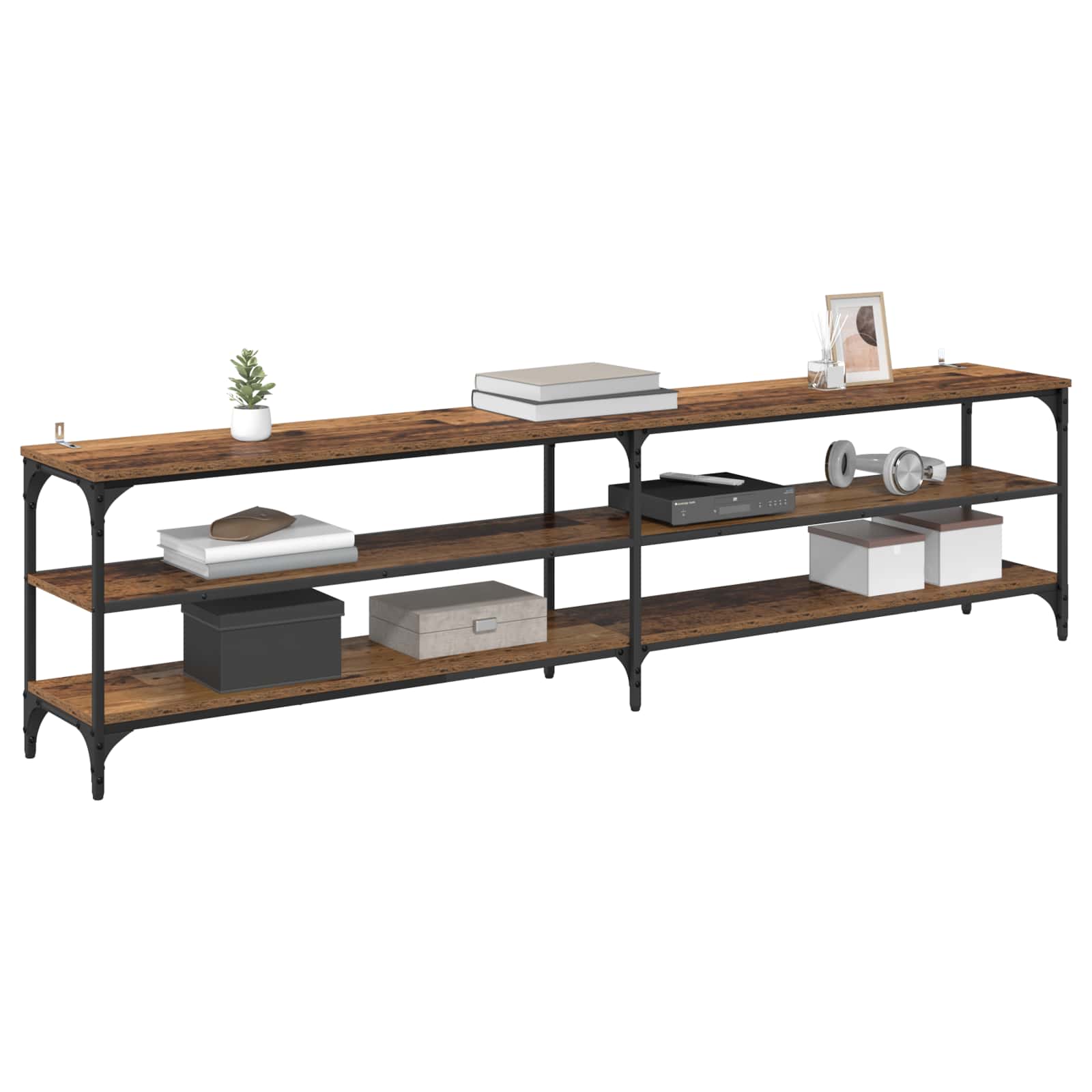 TV-skab Gammelt træ 200 x 30 x 50 cm Ingeniørt træ og jern