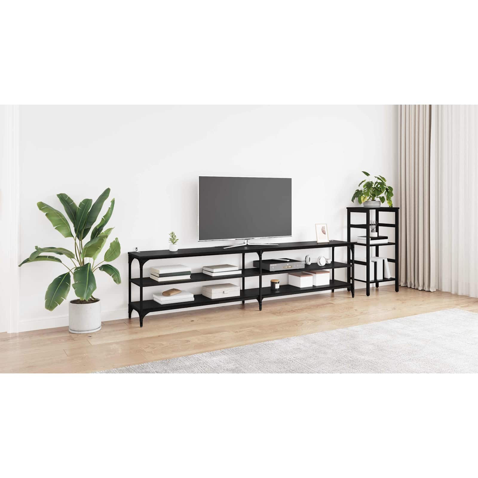 TV-skab Sort eg 200 x 30 x 50 cm Ingeniørt træ og jern