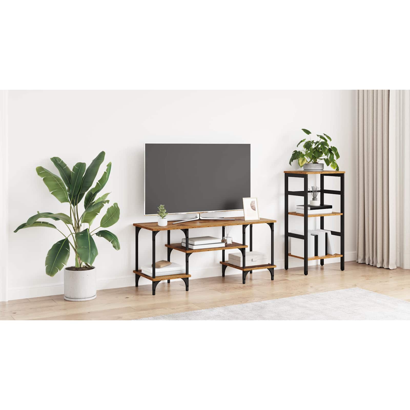 TV-skab Gammelt træ 102 x 35 x 45,5 cm Ingeniørt træ og jern