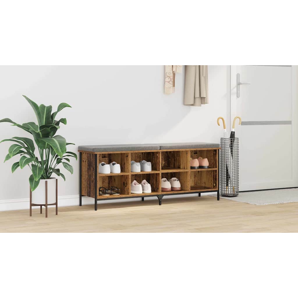 Sko skab Gammelt træ 131 x 35 x 50 cm Ingeniørt træ og jern