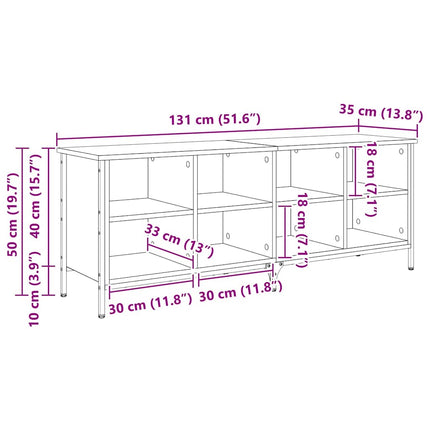 Sko skab 131 x 35 x 50 cm Ingeniørt træ og jern Sort eg