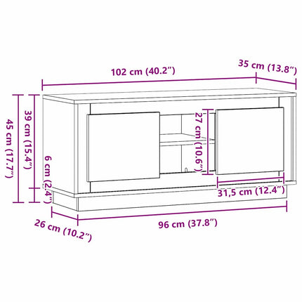 TV-skab 102 x 35 x 45 cm Artisan Egetræ Konstrueret træ