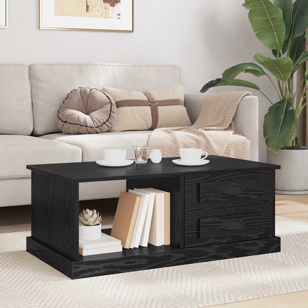Sofabord med skuffe Sort eg 90 x 50 x 35 cm Konstrueret træ