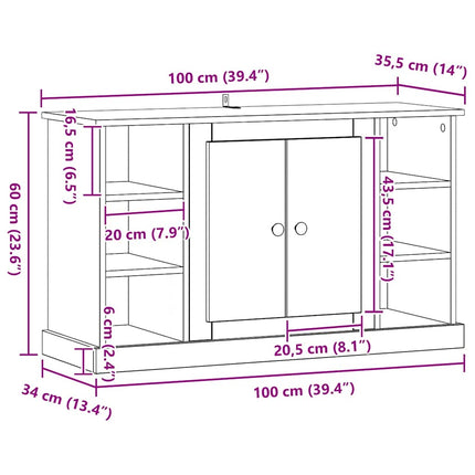 Sideboard Sort eg 100 x 35,5 x 60 cm Konstrueret træ