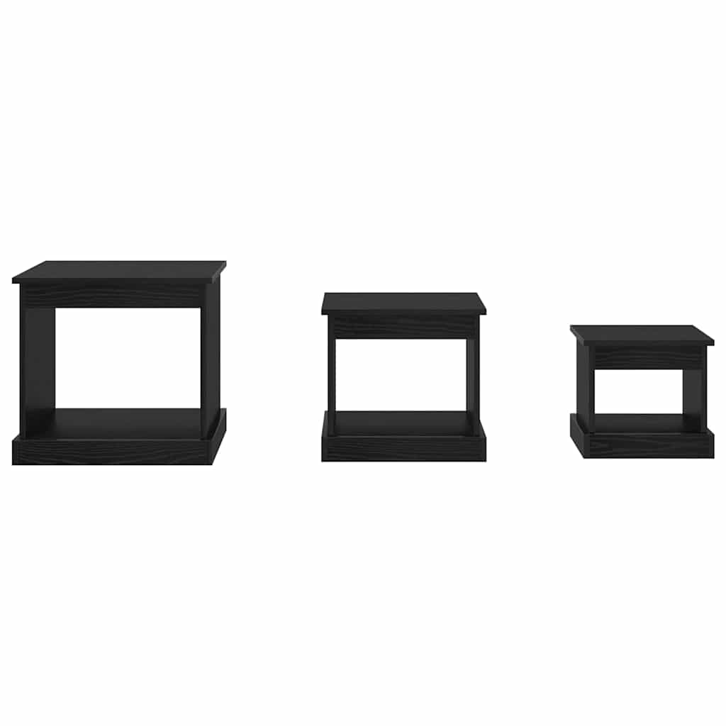 Sofabord 3 pcs Sort eg Konstrueret træ