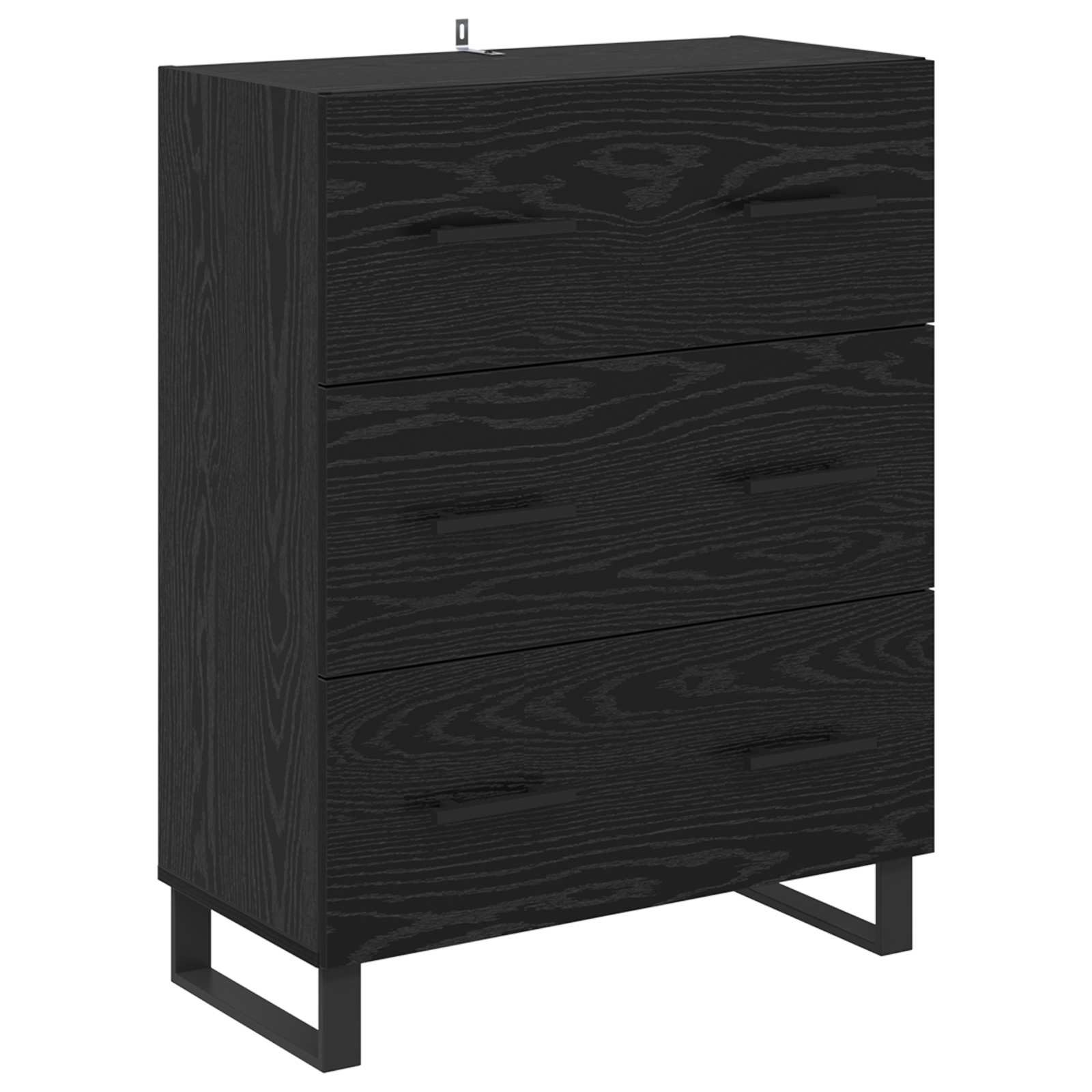Sideboard Sort eg 69,5 x 34 x 90 cm Ingeniørt træ og jern