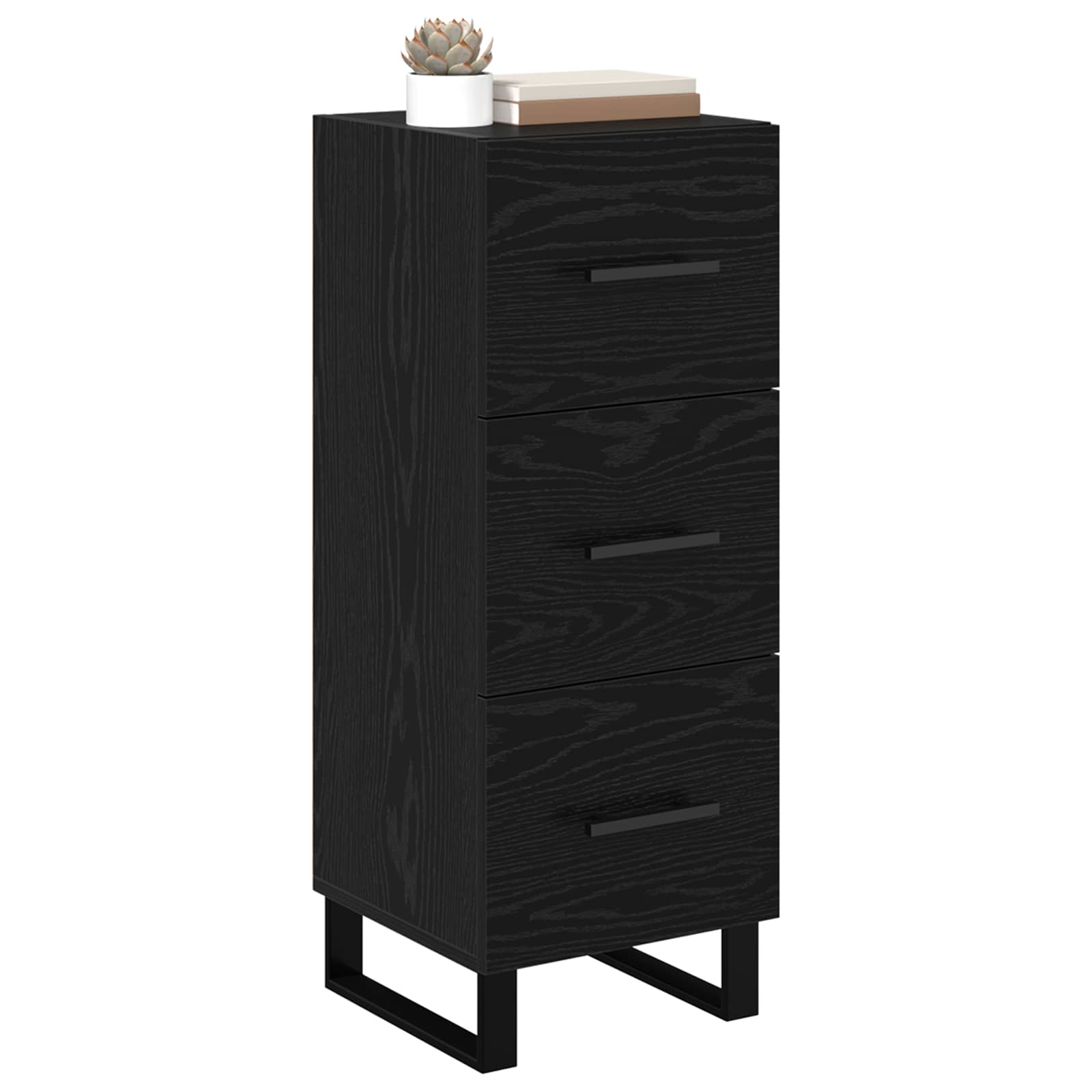 Sideboard Sort eg 34,5 x 34 x 90 cm Ingeniørt træ og jern