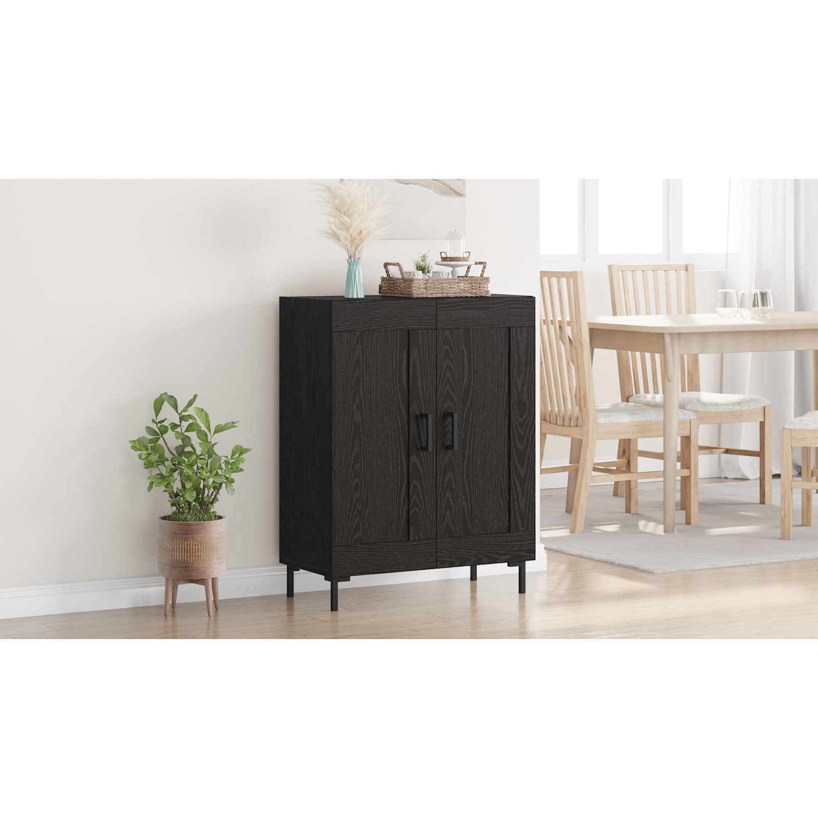 Sideboard Sort eg 69,5 x 34 x 90 cm Ingeniørt træ og jern
