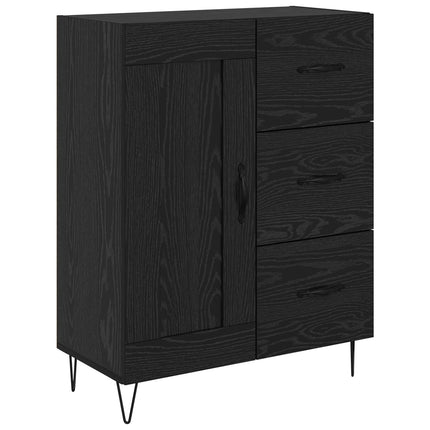 Sideboard med skuffe Sort Eg 69,5 x 34 x 90 cm Konstrueret træ