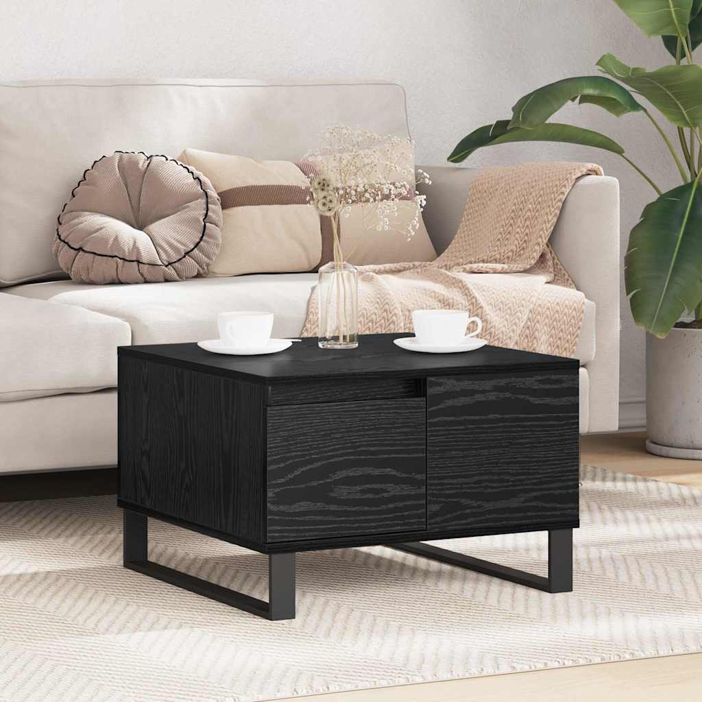 Sofabord med skuffe Sort eg 55 x 55 x 36,5 cm Konstrueret træ