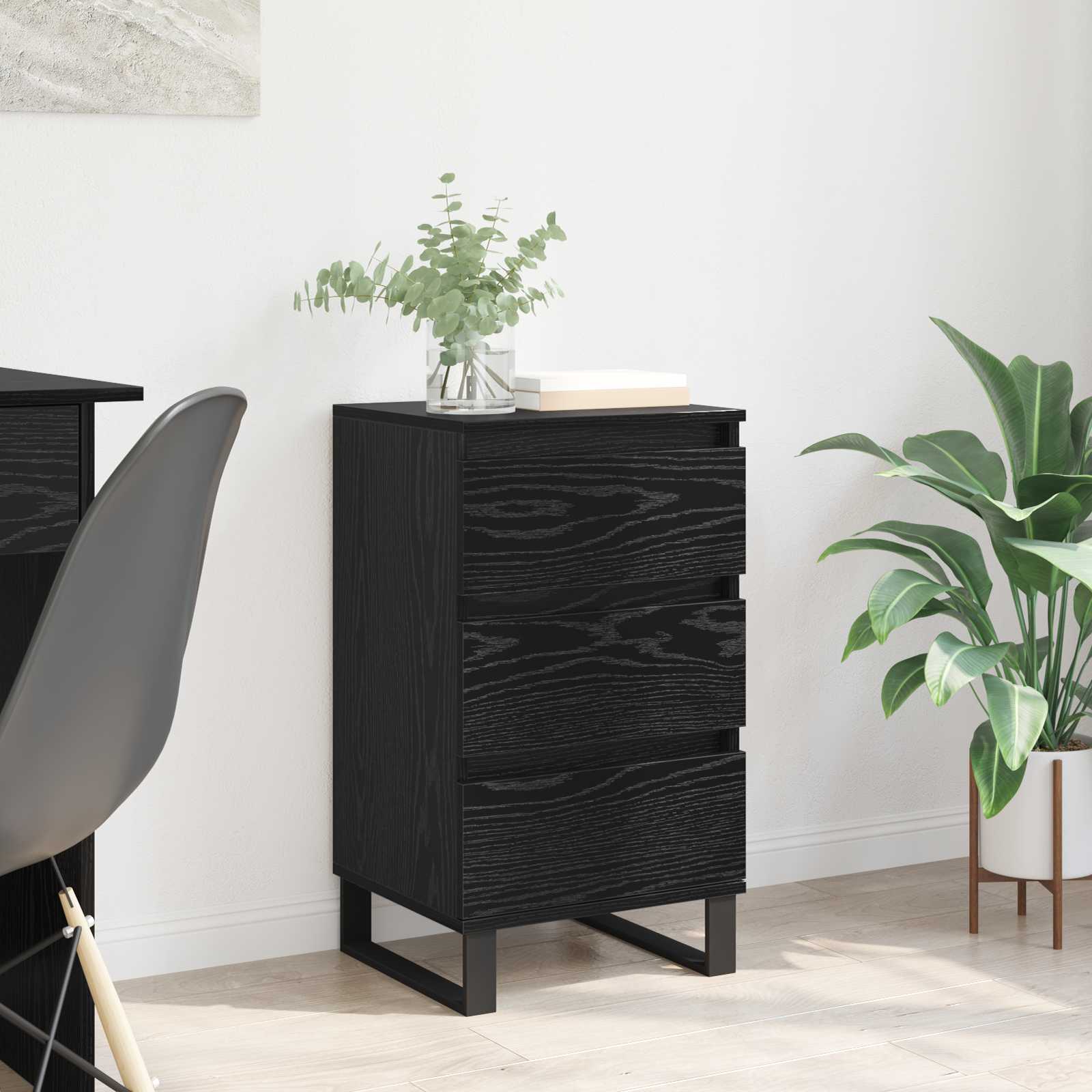 Sideboard med skuffe Sort eg Konstrueret træ