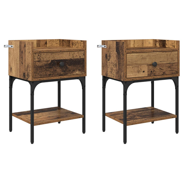 Sengebord 2 stk. Gammelt træ 40 x 29 x 60 cm Konstrueret træ