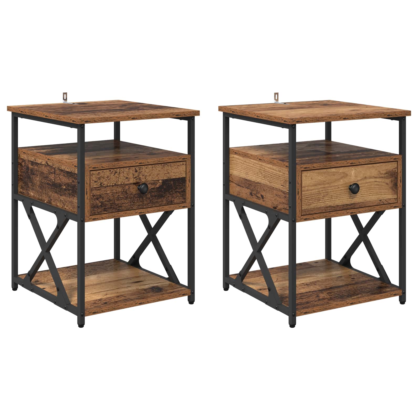 Natskab 2 pcs Gammelt træ 40 x 42 x 55 cm Konstrueret træ