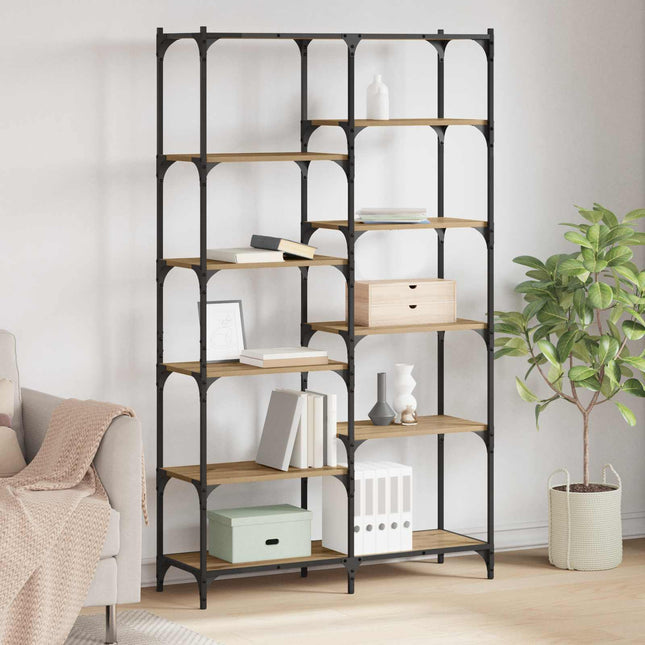 Bogreol 9 niveauer 100 x 32 x 170 cm Konstrueret træ artisan eg