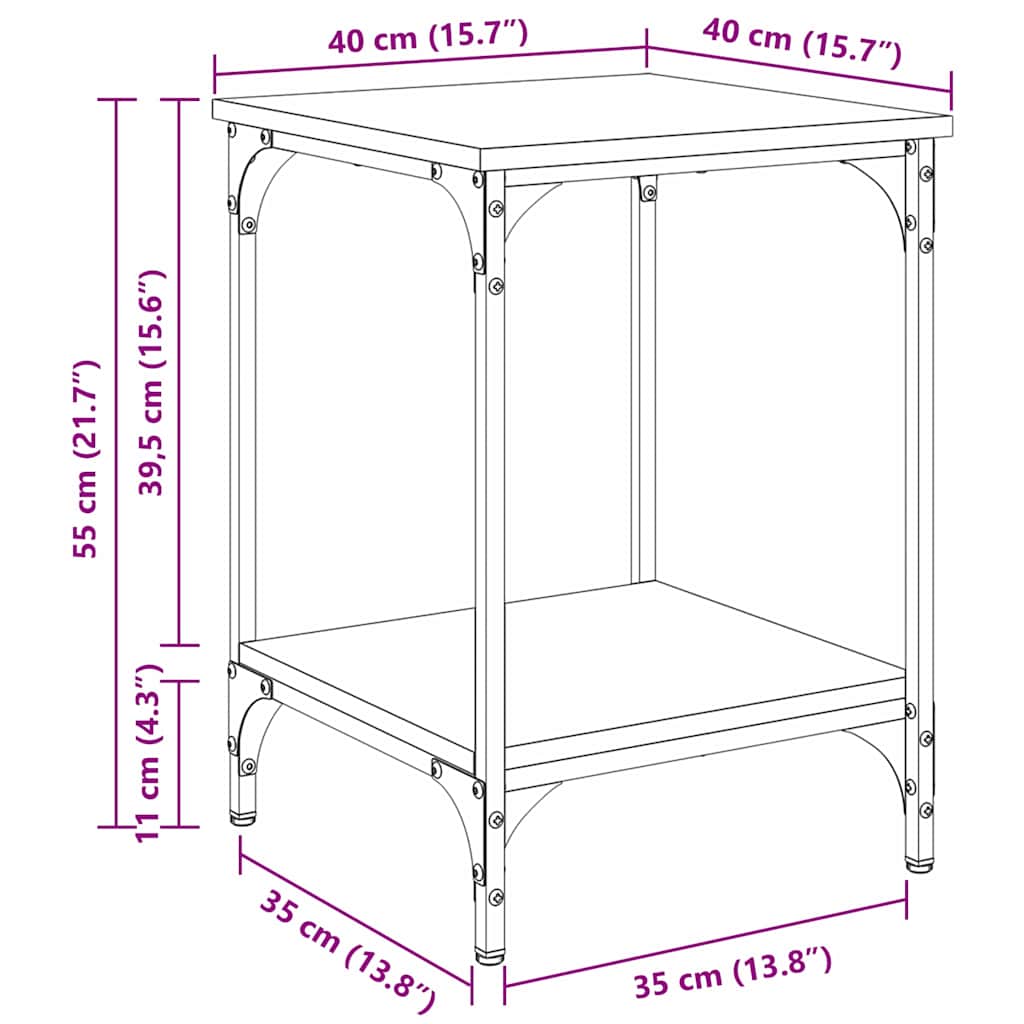 Sofabord Sort eg 40 x 40 x 55 cm Konstrueret træ