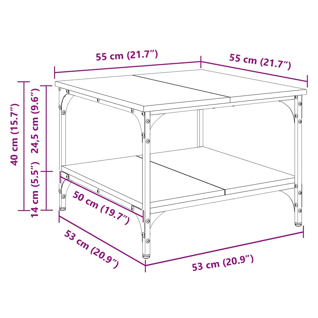 Sofabord Gammelt træ 55 x 55 x 40 cm Konstrueret træ