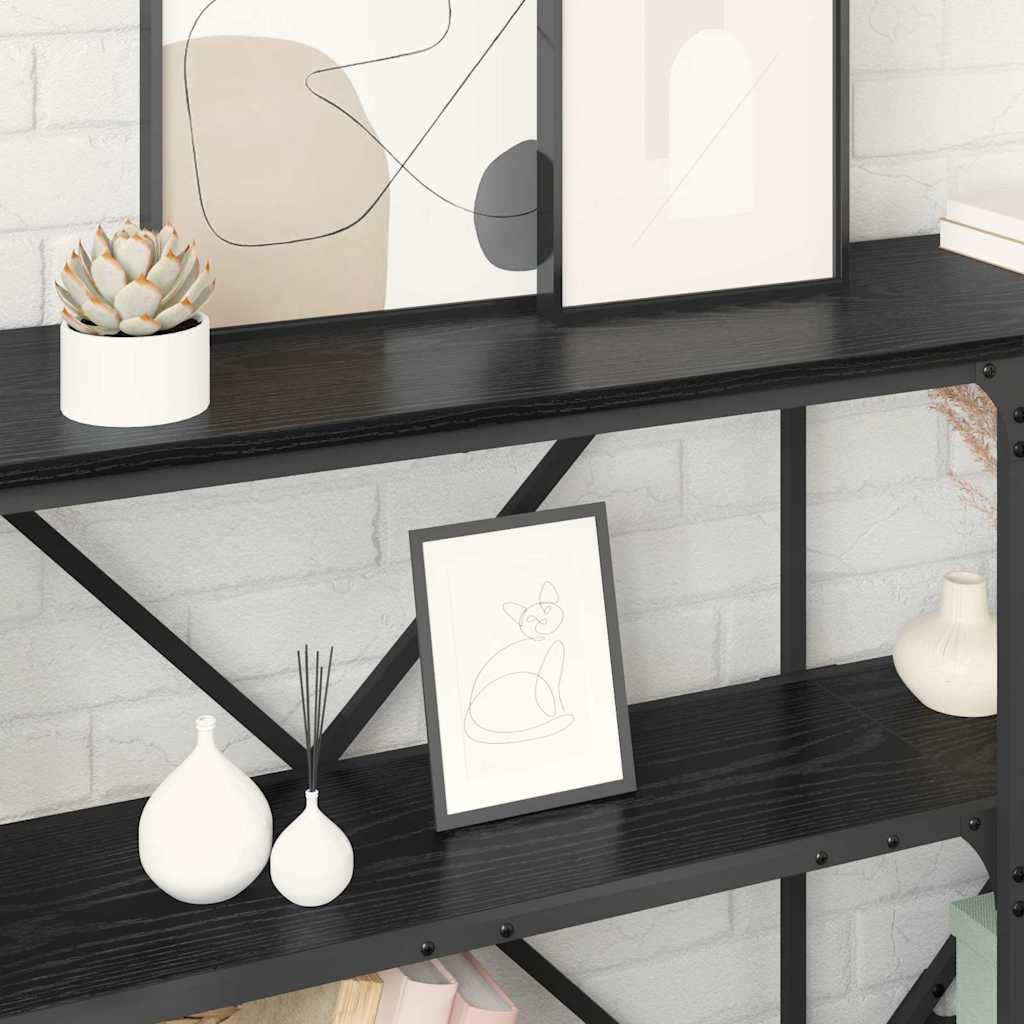 Konsolbord med hylde Sort eg 180 x 30 x 75 cm Konstrueret træ