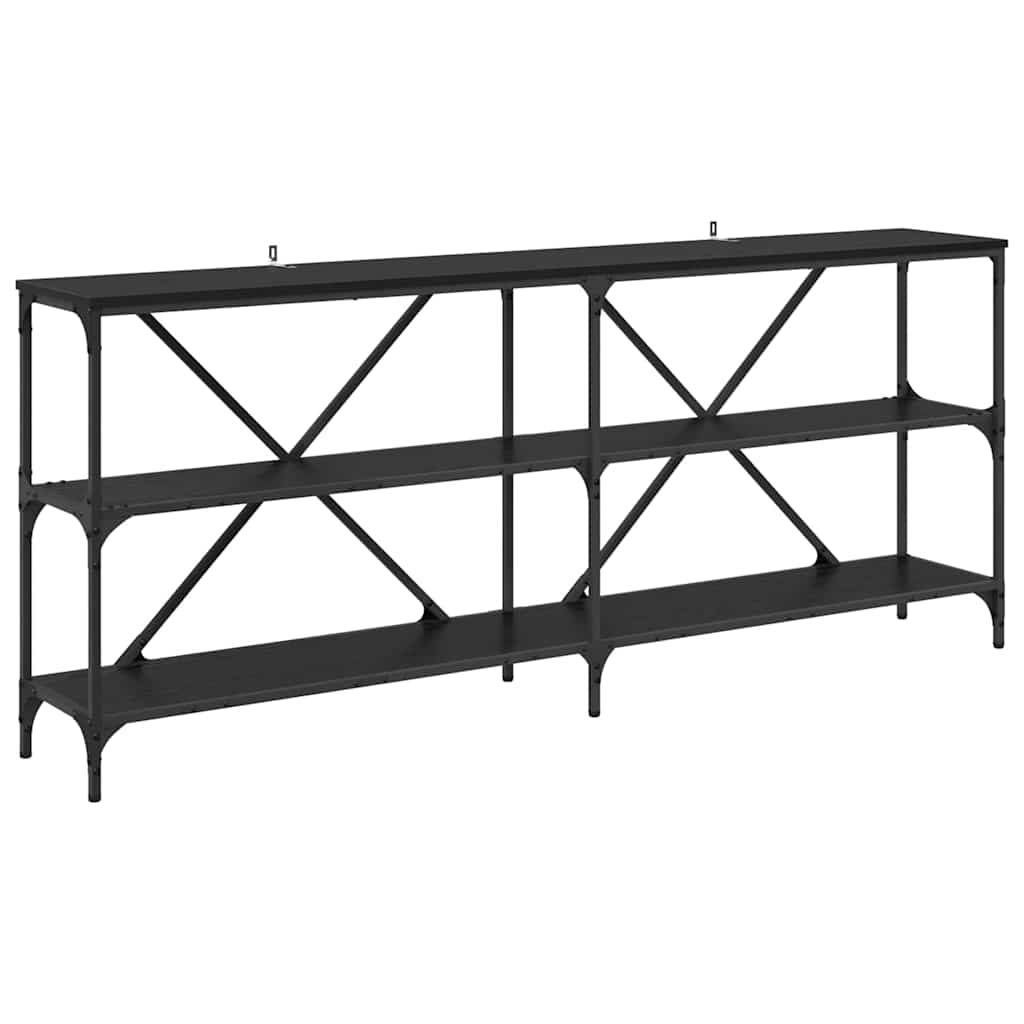 Konsolbord med hylde Sort eg 180 x 30 x 75 cm Konstrueret træ