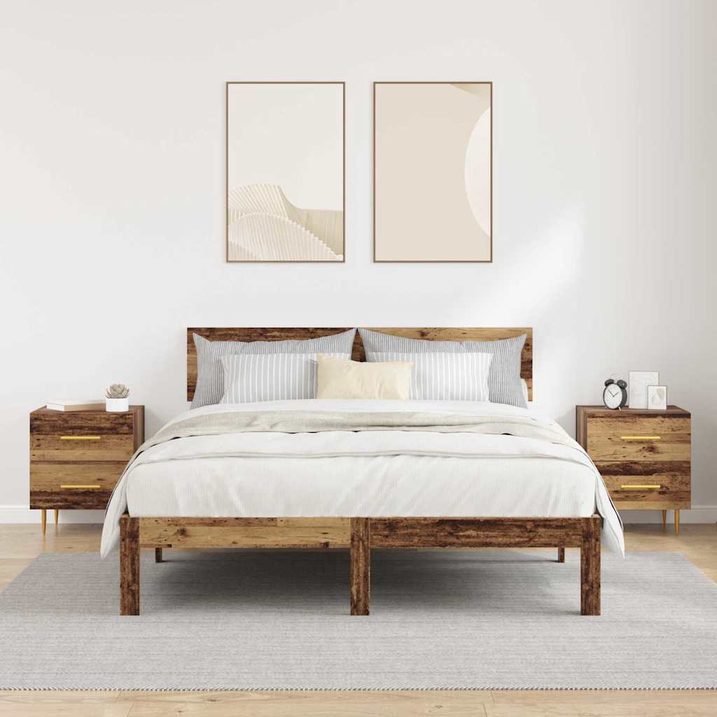 Natskab 2 pcs Gammelt træ 40 x 35 x 47,5 cm Konstrueret træ