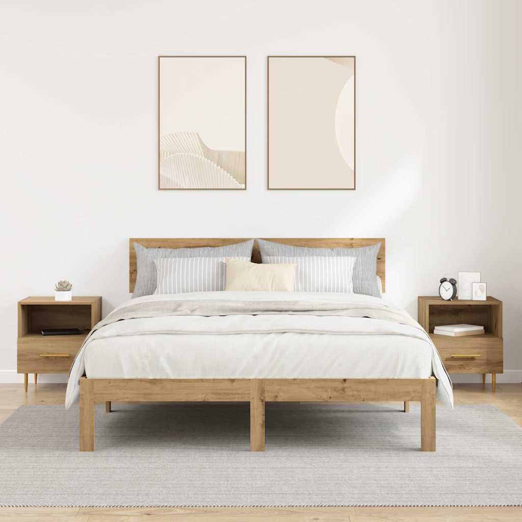 Sengebord 2 pcs Brun 40 x 35 x 47,5 cm Konstrueret træ