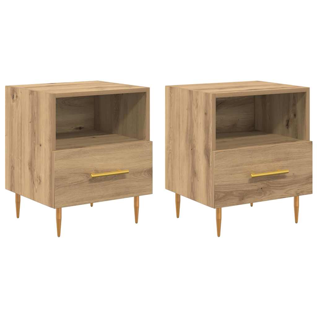 Sengebord 2 pcs Brun 40 x 35 x 47,5 cm Konstrueret træ