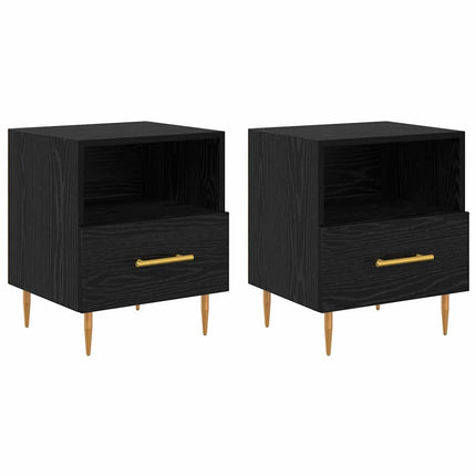 Sengebord 2 pcs Sort 40 x 35 x 47,5 cm Konstrueret træ