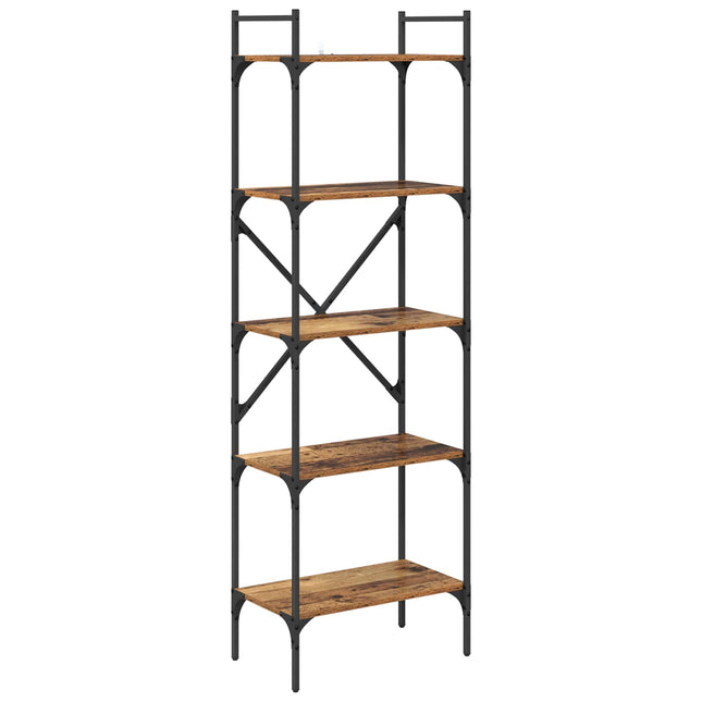 Bogreol 5 niveauer 56 x 32 x 174 cm Konstrueret træ Gammelt træ